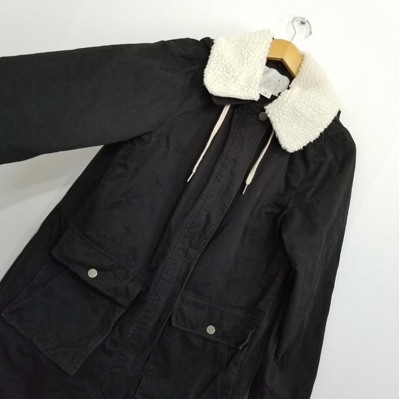 Urban Outfitters Cooperative Black Hooded Coat Size Large - Picture 3 of 8